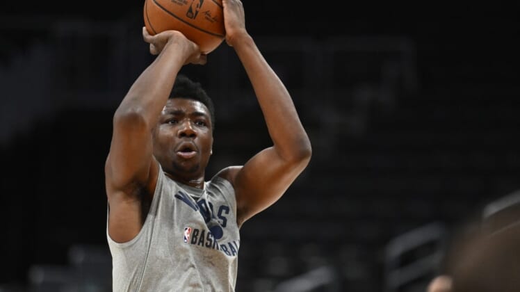 Mar 27, 2022; Washington, District of Columbia, USA; Washington Wizards center Thomas Bryant (13) warms up before the game against the Golden State Warriors at Capital One Arena. Mandatory Credit: Brad Mills-USA TODAY Sports