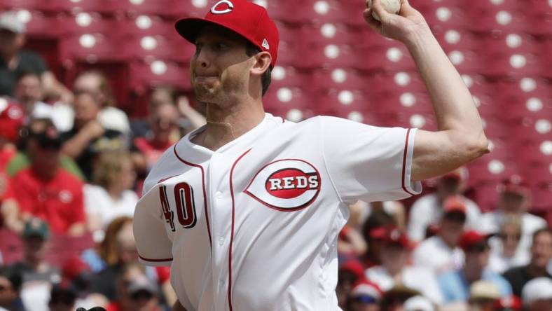 Apr 24, 2022; Cincinnati, Ohio, USA; Cincinnati Reds starting pitcher Nick Lodolo (40) throws a pitch against the St. Louis Cardinals during the first inning at Great American Ball Park. Mandatory Credit: David Kohl-USA TODAY Sports