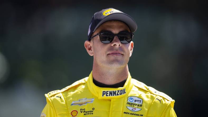 May 29, 2022; Indianapolis, Indiana, USA; IndyCar Series driver Scott McLaughlin during the running of the 106th Indianapolis 500 at Indianapolis Motor Speedway. Mandatory Credit: Mark J. Rebilas-USA TODAY Sports