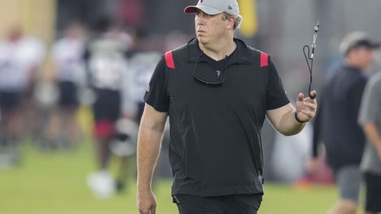 Jun 14, 2022; Flowery Branch, GA, USA; Atlanta Falcons head coach Arthur Smith on the field during Minicamp at the Falcons Training Complex. Mandatory Credit: Dale Zanine-USA TODAY Sports