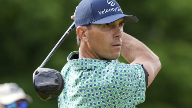 Jun 16, 2022; Brookline, Massachusetts, USA; Billy Horschel plays his shot from the third tee during the first round of the U.S. Open golf tournament at The Country Club. Mandatory Credit: John David Mercer-USA TODAY Sports