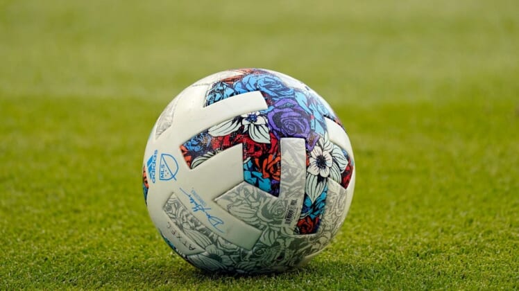 Jul 12, 2022; Austin, Texas, USA; A detail view of an Adidas soccer ball before the game between Austin FC and the Houston Dynamo at Q2 Stadium. Mandatory Credit: Scott Wachter-USA TODAY Sports