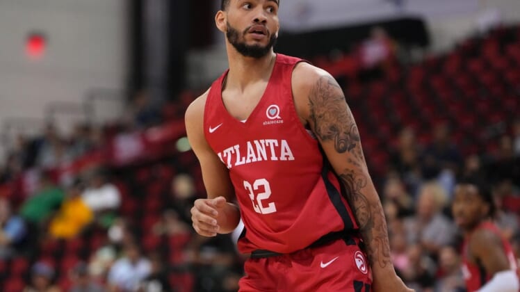 Jul 14, 2022; Las Vegas, NV, USA; Atlanta Hawks guard Tyrese Martin (22) is pictured during an NBA Summer League game against the San Antonio Spurs at Cox Pavilion. Mandatory Credit: Stephen R. Sylvanie-USA TODAY Sports