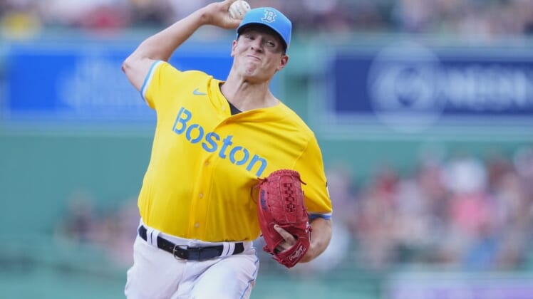Jul 25, 2022; Boston, Massachusetts, USA; Boston Red Sox pitcher Nick Pivetta (37) delivers a pitch against the Cleveland Guardians during the first inning at Fenway Park. Mandatory Credit: Gregory Fisher-USA TODAY Sports