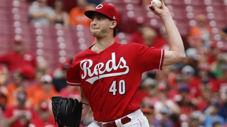 Jul 31, 2022; Cincinnati, Ohio, USA; Cincinnati Reds starting pitcher Nick Lodolo (40) throws a pitch against the Baltimore Orioles during the first inning at Great American Ball Park. Mandatory Credit: David Kohl-USA TODAY Sports