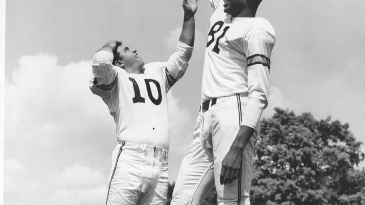 At 6-foot-7, Lamar Lundy was a big target for Purdue quarterback Len Dawson from 1954-56.