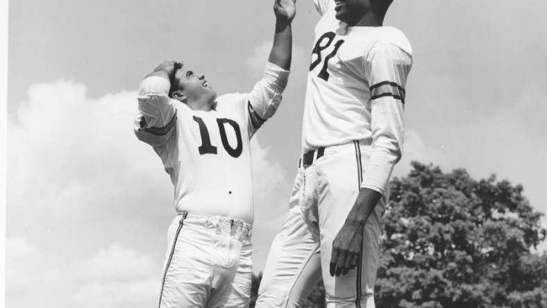 At 6-foot-7, Lamar Lundy was a big target for Purdue quarterback Len Dawson from 1954-56.