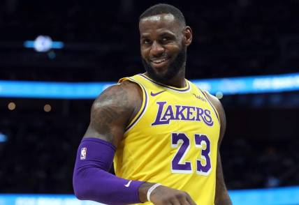 Nov 17, 2018; Orlando, FL, USA; Los Angeles Lakers forward LeBron James (23) smiles during game against the Orlando Magic during the second quarter at Amway Center. Mandatory Credit: Kim Klement-USA TODAY Sports