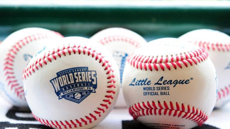 Aug 21, 2019; South Williamsport, PA, USA; A general view of the baseballs used during the game between the Asia-Pacific Region and Japan Region during the Little League World Series at Howard J. Lamade Stadium. Mandatory Credit: Evan Habeeb-USA TODAY Sports