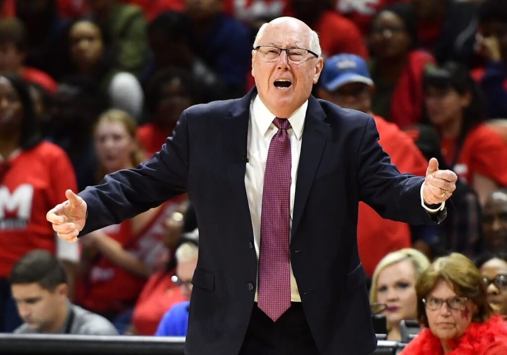 Oct 10, 2019; Washington, DC, USA; Washington Mystics head coach Mike Thibault on the sidelines against the Connecticut Sun during the fourth quarter in game five of the 2019 WNBA Finals at Entertainment and Sports Ar. Mandatory Credit: Brad Mills-USA TODAY Sports