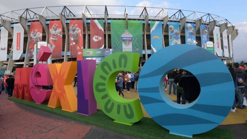 Nov 18, 2019; Mexico City, MEX; General overall view of Mexico letters outside of Estadio Azteca duirng an NFL International Series game between the Kansas City Chiefs and the Los Angeles Chargers. Mandatory Credit: Kirby Lee-USA TODAY Sports