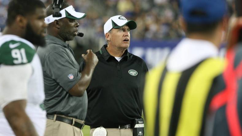 Jets coach Rex Ryan during a 2013 game.

New York Jets Vs New York Giants