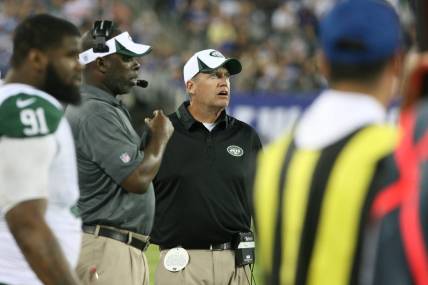 Jets coach Rex Ryan during a 2013 game.

New York Jets Vs New York Giants
