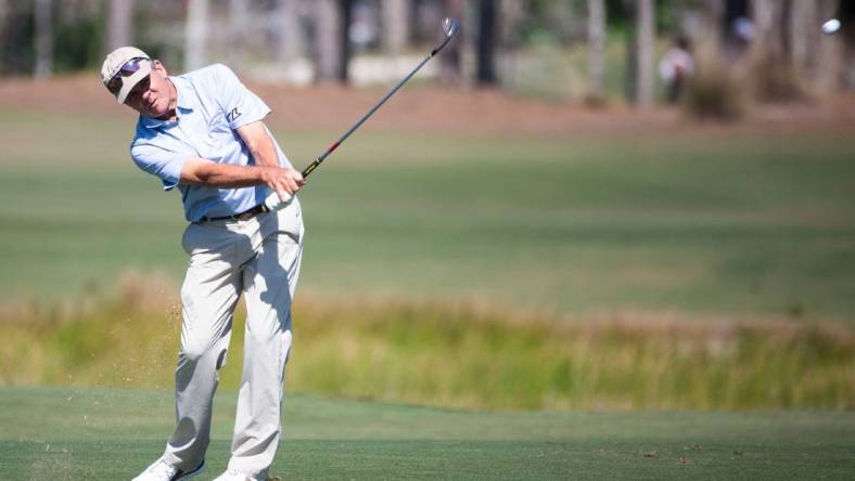 Scott Dunlap hits the ball during the Chubb Classic's final round on Sunday, Feb. 20, 2022 at the Tibur  n Golf Club in Naples, Fla.

Ndn 20220220 Chubb Classic Final Round 0219