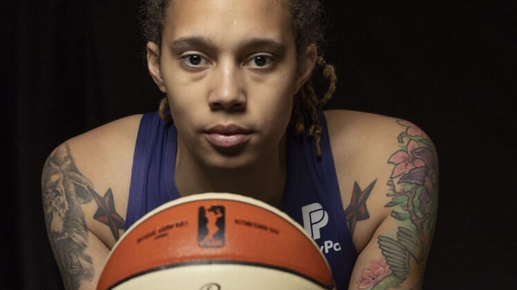 May 20, 2019; Phoenix, AZ, USA; WNBA MVP candidate and All Stars player Brittney Griner during media day before she enters her eighth season with Phoenix Mercury. Mandatory Credit: Nick Oza/The Republic-USA TODAY NETWORK
