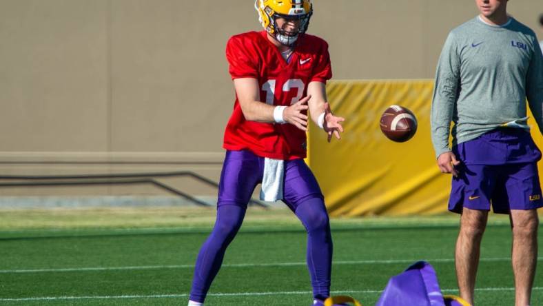 Garrett Nussmeier as LSU Football held its first spring practice of the season under new Head Coach Brian Kelly.  Thursday, March 24, 2022

Lsu Spring Practice 03 24 22