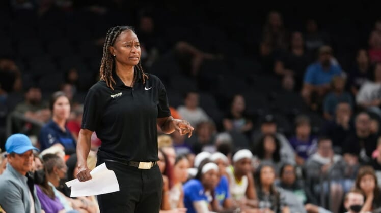 Dallas Wings head coach Vickie Johnson looks out at his team during the first half against the Dallas Wings at the Footprint Center on Thursday, May 19, 2022, in Phoenix.Uscp 7l2kowuxt4k1aflt91rk2 Original