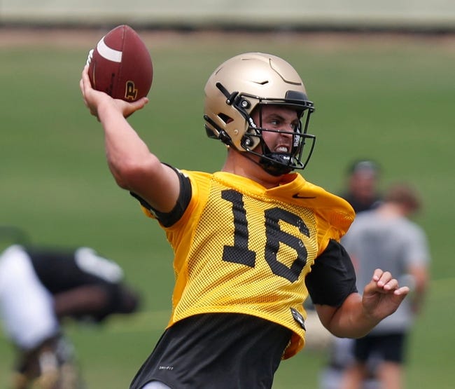 Purdue Boilermakers quarterback Aidan O'Connell (16) throws the ball during a practice, Tuesday, Aug. 2, 2022, at Purdue University in West Lafayette, Ind.

Purduefootball080222 Am9886