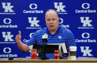 UK head football coach Mark Stoops talked about his team's prospects for the upcoming season during a Media Day event at Kroger Field in Lexington, Ky. on Aug. 3, 2022.Uk Football01 Sam
