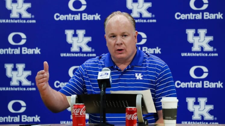 UK head football coach Mark Stoops talked about his team's prospects for the upcoming season during a Media Day event at Kroger Field in Lexington, Ky. on Aug. 3, 2022.Uk Football01 Sam