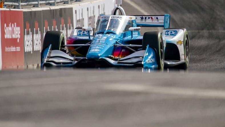 Team Penske driver Josef Newgarden (2) of the United States drives during qualifying for the Music City Grand Prix in Nashville, Tenn., Saturday, Aug. 6, 2022.

Nashgrandprix D2 080622 An 022