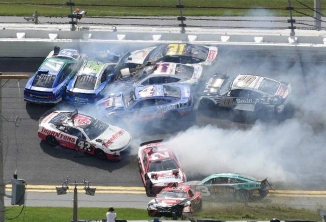 Austin Dillon (No. 3) picks his way through the mess and toward the lead after the major crash in Turns 1 and 2.

Coke 400 Dillon Sneaks