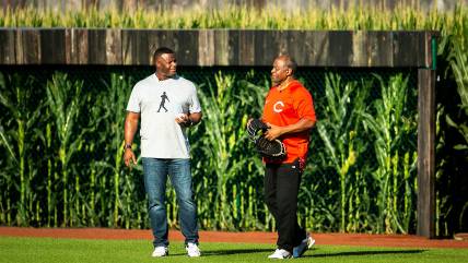 Wanna have a catch? Ken Griffey Sr., Ken Griffey Jr. emerge from Field of Dreams to play catch