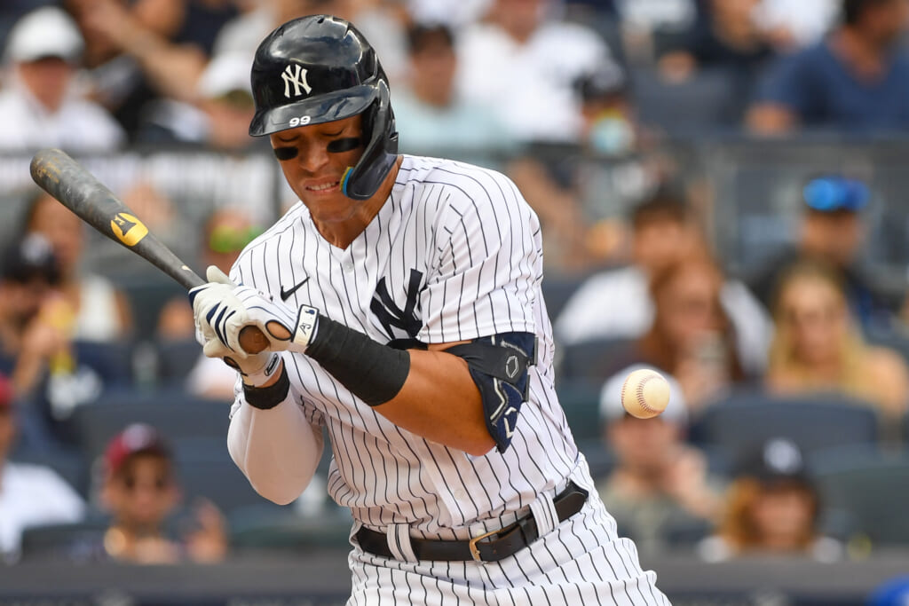 New York Yankees star Aaron Judge hit by pitch as benches nearly clear