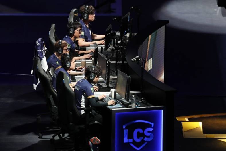 Aug 25, 2019; Detroit, MI, USA; Team Liquid competes during LCS Summer Finals event against Cloud9 (not pictured) at Little Caesars Arena. Mandatory Credit: Raj Mehta-USA TODAY Sports