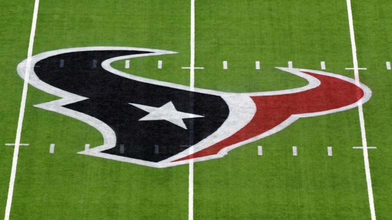 Nov 21, 2019; Houston, TX, USA; Houston Texans logo is seen on the field before a game between the Indianapolis Colts and Houston Texans at NRG Stadium. Mandatory Credit: Kirby Lee-USA TODAY Sports