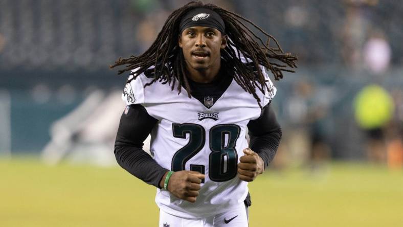 Aug 12, 2021; Philadelphia, Pennsylvania, USA; Philadelphia Eagles defensive back Anthony Harris (28) after action against the Pittsburgh Steelers at Lincoln Financial Field. Mandatory Credit: Bill Streicher-USA TODAY Sports