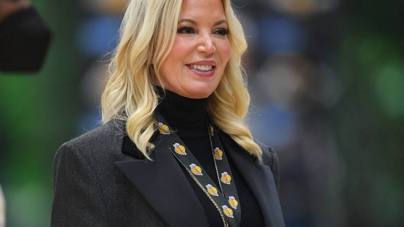 Sep 28, 2021; Los Angeles, CA, USA;  Los Angeles Lakers owner Jeanie Buss attends media day at the UCLA Health and Training Center in El Segundo, Calif.  Mandatory Credit: Jayne Kamin-Oncea-USA TODAY Sports