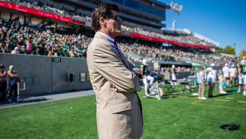 Mountain West Conference commissioner Craig Thompson watches CSU take on San Jose State at Canvas Stadium on Saturday, Oct. 9, 2021.

Ftc 1009 Ja Csu Sjsu Fb 030