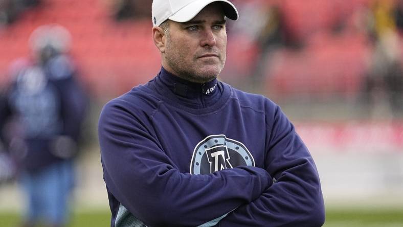 Dec 5, 2021; Toronto, Ontario, CAN; Toronto Argonauts head coach Ryan Dinwiddie during warm up of the Canadian Football League Eastern Conference Final game against the Hamilton Tiger-Cats at BMO Field. Mandatory Credit: John E. Sokolowski-USA TODAY Sports