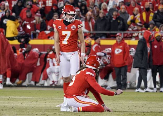 On Kansas City Chiefs kicker Harrison Butker's field goals