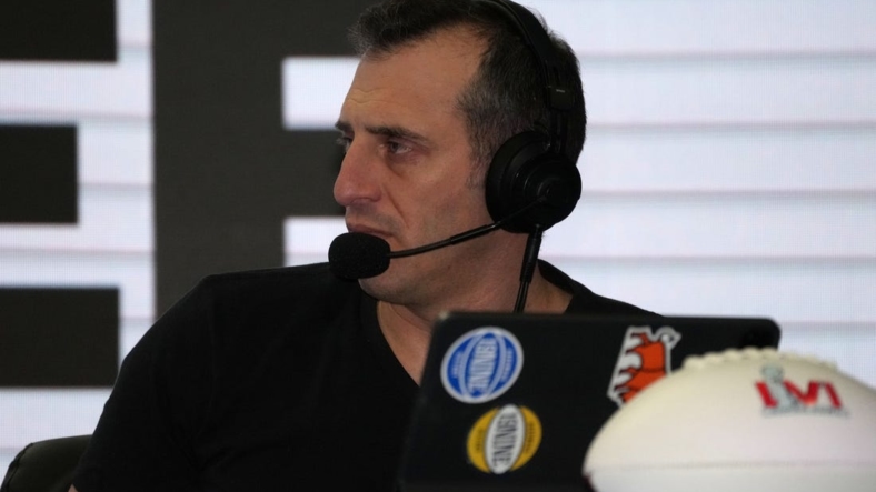 Feb 9, 2022; Los Angeles, CA, USA; Doug Gottlieb at the Super Bowl LVI Media Center at the Los Angeles Convention Center. Mandatory Credit: Kirby Lee-USA TODAY Sports