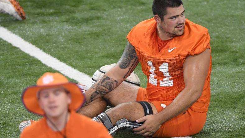 Clemson defensive lineman Bryan Bresee (11) during the first day of fall football practice at the Allen Reeves Complex in Clemson Friday, August 5, 2022.

Clemson Football First Day Fall Practice