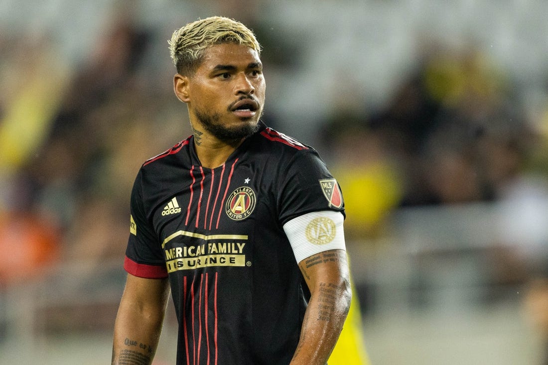 Aug 21, 2022; Columbus, Ohio, USA; Atlanta United forward Josef Martinez (7) in the second half against the Columbus Crew at Lower.com Field. Mandatory Credit: Trevor Ruszkowski-USA TODAY Sports