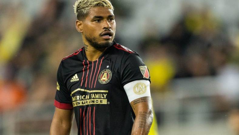 Aug 21, 2022; Columbus, Ohio, USA; Atlanta United forward Josef Martinez (7) in the second half against the Columbus Crew at Lower.com Field. Mandatory Credit: Trevor Ruszkowski-USA TODAY Sports