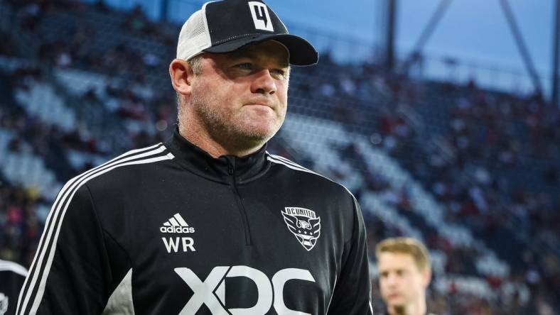 Sep 4, 2022; Washington, District of Columbia, USA; D.C. United head coach Wayne Rooney takes the pitch before the match against the Colorado Rapids at Audi Field. Mandatory Credit: Scott Taetsch-USA TODAY Sports