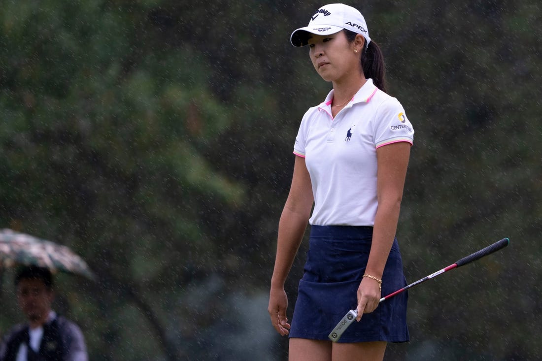 Andrea Lee reacts to her putt on hole one of the Kendale Course during the final round of the Kroger Queen City Championship presented by P&G at the Kenwood Country Club in Madeira on Sunday, Sept. 11, 2022.

Lpga Queen City Championship 0154