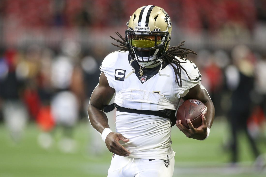 New Orleans Saints running back Alvin Kamara (ribs) sits out practice
