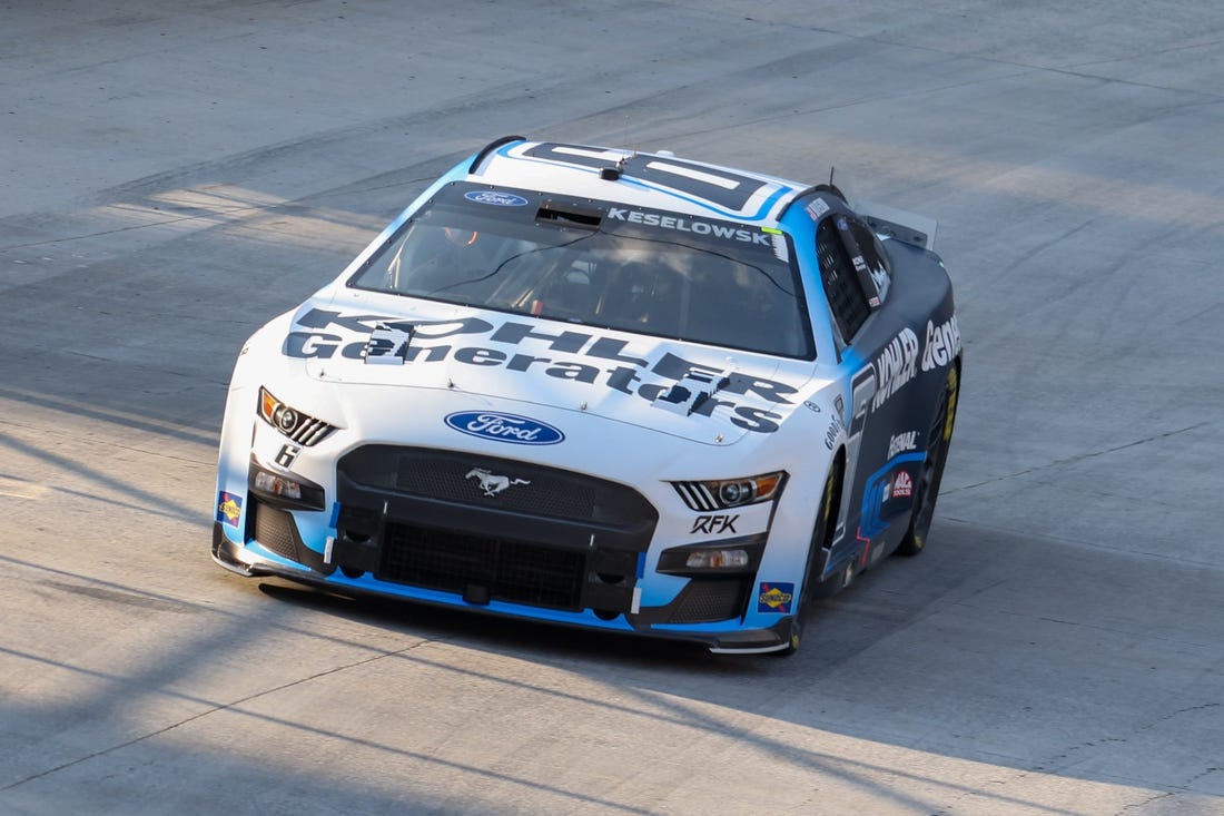 Sep 16, 2022; Bristol, Tennessee, USA; NASCAR Cup Series driver Brad Keselowski (6) during practice for the Bass Pro Shops Night Race at Bristol Motor Speedway. Mandatory Credit: Randy Sartin-USA TODAY Sports