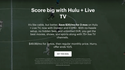 Hulu Deal: Get Hulu + Live TV $20 Off Per Month for 3 Months