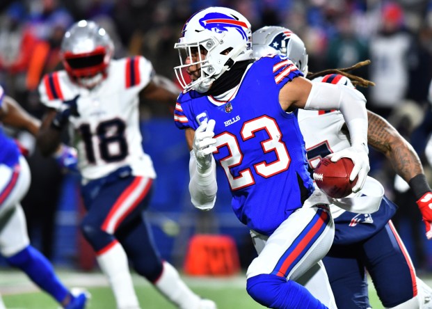 The entire Bills starting secondary enters the press room, Micah