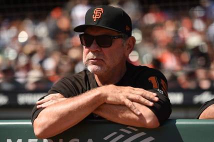 Sep 26, 2019; San Francisco, CA, USA; San Francisco Giants manager Bruce Bochy during the game against the Colorado Rockies at Oracle Park. Mandatory Credit: Cody Glenn-USA TODAY Sports