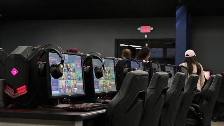 A view of the high-speed gaming computers at Nemesis 5 Esports in Farmington on Nov. 20, 2019.

FMN Nemesis 1122