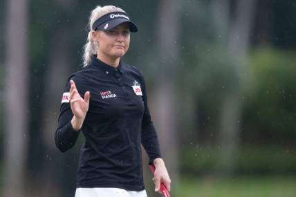 Charley Hull (ENG) walks off the green on the 11th hole during the first round of the LPGA's CME Group Tour Championship, Thursday, Nov. 18, 2021, at Tibur  n Golf Club at the Ritz-Carlton Golf Resort in Naples, Fla.

LPGA's CME Group Tour Championship first round
