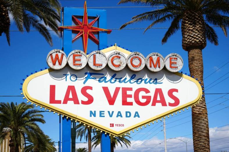 Mar 6, 2022; Las Vegas, NV, USA; The Welcome to Fabulous Las Vegas sign on the Las Vegas strip. Mandatory Credit: Kirby Lee-USA TODAY Sports