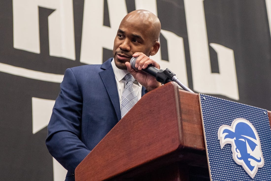 Seton Hall welcomes Shaheen Holloway as the new men's basketball head coach during a press conference at Seton Hall in South Orange on Thursday March 31, 2022. Coach Shaheen Holloway speaks during the press conference.

Coach Shaheen Holloway